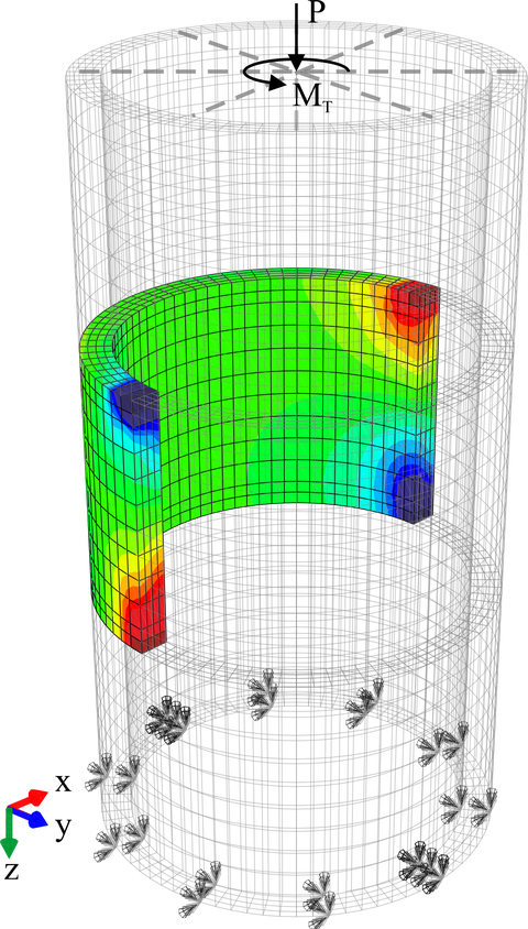 Numerical model of a concrete half-shell for a wind turbine tower