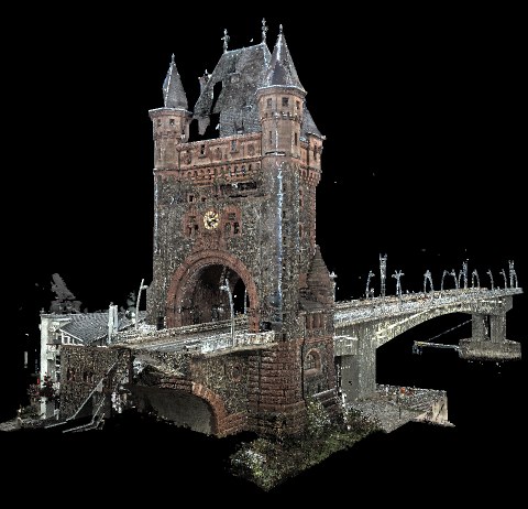 Die 3D-Punktwolke der Nibelungenbrücke Worms, erzeugt durch Laserscanning
