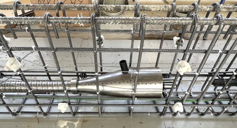 Installation of a coupling anchor in a precast element of the openBridgeLAB research bridge 