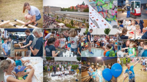 Foto zeigt in einer Collage verschiedene Impressionsbilder zur Dresdner Langen Nacht der Wissenschaften 2019