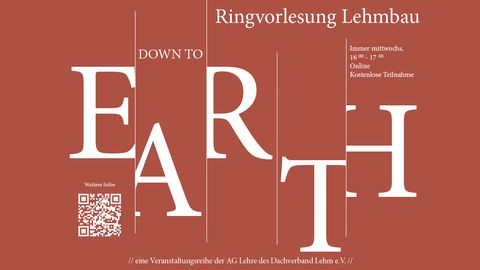 Werbegrafik zur Ringvorlesung EARTH zum Thema Lehmbau