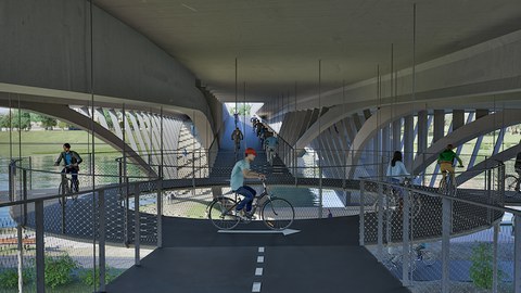 Erster Platz: Dieser Entwurf gefällt am besten: "Der Entwurf übersetzt die Brückentradition in Dresden ins Moderne.