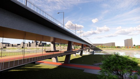 Das Tragwerk dess dritten Platzes schafft einen zusammenhängenden Erlebnisbereich zwischen Brühlschen Terrassen und Neustädter Elbufer.
