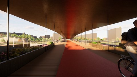 Das Tragwerk dess dritten Platzes schafft einen zusammenhängenden Erlebnisbereich zwischen Brühlschen Terrassen und Neustädter Elbufer.