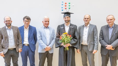 Frederik Wedel und die anwesende Promotionskommission