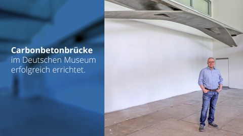 Foto zeigt die Carbonbetonbrücke im Deutschen Museum in München
