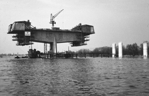 Freivorbau Rheinbrücke Bendorf, ca. 1962–1965