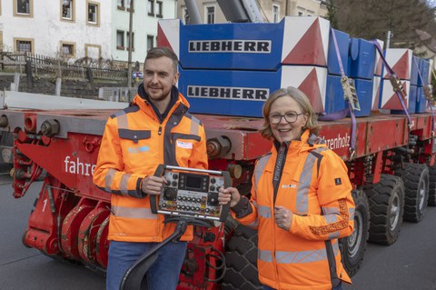 Impressionen Belastungstest Elbbrücke Bad Schandau im April 2025