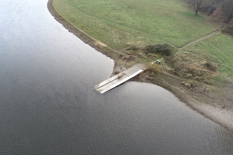 Ansicht der Krabbenfalle an der Elbe
