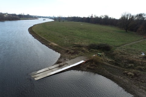 Ansicht der Krabbenfalle an der Elbe