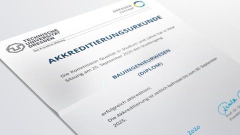 Urkunde zur Akkreditierung des Studienganges Bauingenieurwesen