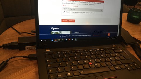 laptop on table