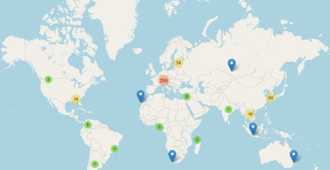 Weltkarte mit internationalen Partnern der TUD