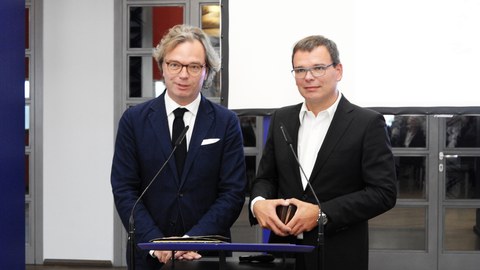 Verleihung des Großen DAI-Preises für Baukultur 2018 an Ansgar Schulz (links) und Benedikt Schulz (rechts)))