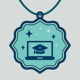 Anhänger Halskette mit Laptop der Doktorhut zeigt