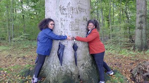 Stipendiatinnen mit einem großen Baum