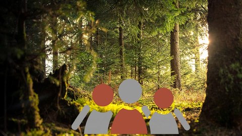 Schematische Personen im Wald