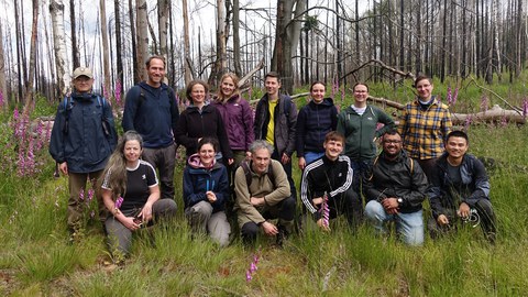 A group photo of all staff members of the chair in Saxonian Switzerland in Summer 2024