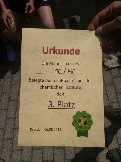 Urkunde für 3. Platz