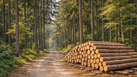Waldweg mit Polter