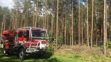 Demonstration of firefighting within a forest stand using small hoses