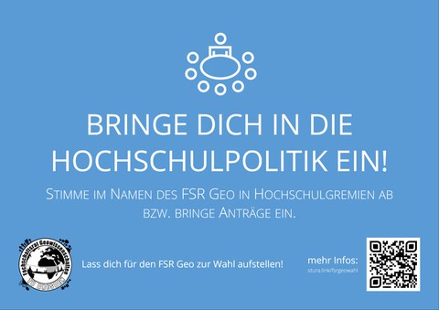 Wahlplakat mit Bildaufschrift: Bring dich in die Hochschulpolitik ein!