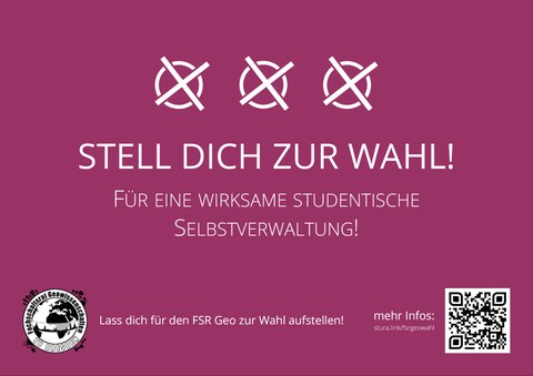Wahlplakat mit Bildaufschrift: Stell dich zur Wahl!