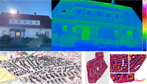 Thermalbilder von Gebäuden und Gebäudemodellen
