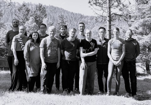 group photo of the envrs group in black white