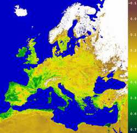 Abb.6-14: Einzug des Frühlings in Europa Copyright © 2000 German Remote Sensing Data Center