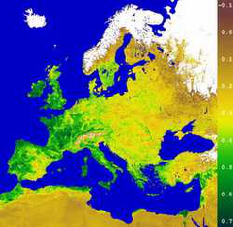 Abb.6-15: Einzug des Frühlings in Europa Copyright © 2000 German Remote Sensing Data Center