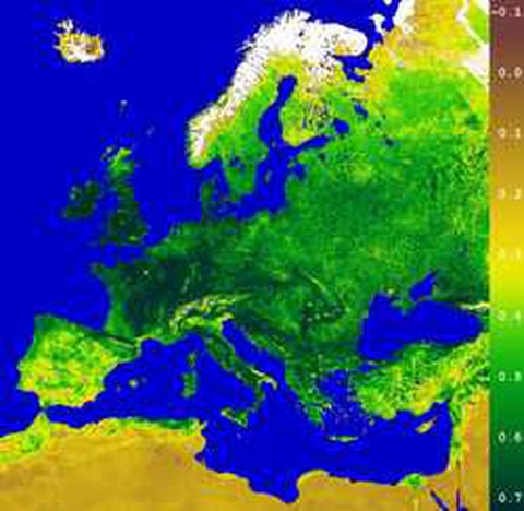 Abb.6-17: Einzug des Frühlings in Europa Copyright © 2000 German Remote Sensing Data Center