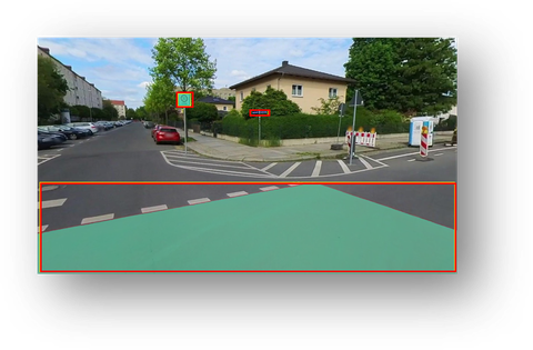 Detektierte Straßenschilder und Radwege