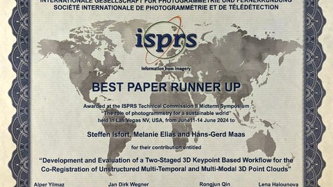 ISPRS TC II Runner Up Best Paper Award 2024