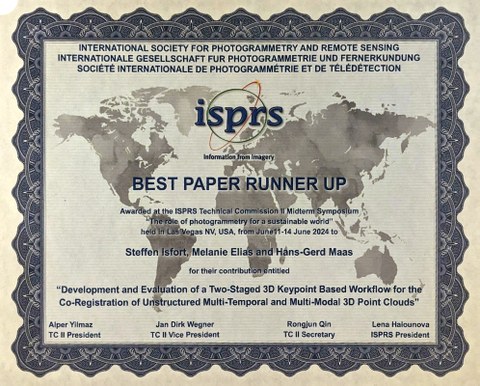 ISPRS TC II Runner Up Best Paper Award 2024