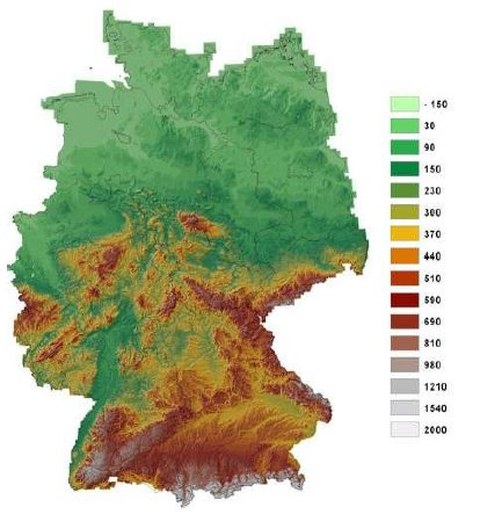 Abb. 1: Digitales Geländemodell von Deutschland