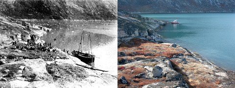 Landungsstelle Qarajaq-Fjord 1892 und 2019