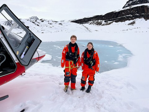 Katie and Erik on Bredegletscher at Scoresby Sund