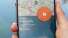 Handybildschirm auf dem man die Karte zur Fundmeldung in der MoBI-aqua app sehen kann