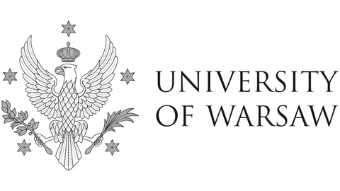 Logo University Warschau - Schriftzug mit Wappen
