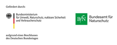 Logo des BMUN (Bundesadler mit Balkem deutscher Fahne und Schriftzug) und Logo des BfN (Grünes Quadrat mit BfN) und Schriftzug