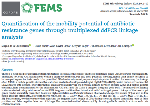 Screenshot of the paper published in FEMS Microbial Ecology