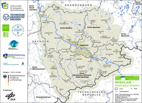 Karte der Modellregion REGKLAM