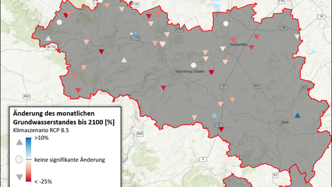 Grundwasseränderung bis 2100 im Klimaszenario RCP 8.5