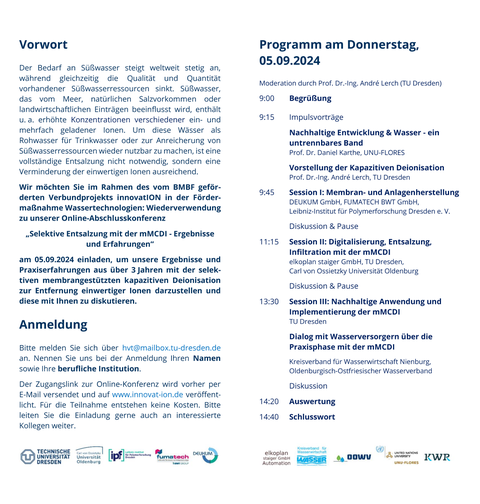 Flyer zur Online-Abschlusskonferenz von innovatION am 05.09.2024 mit Programmablauf