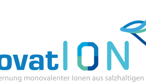 Logo. Text innovation wobei ion in Großbuchstaben erscheint. Daneben stilisierte Wellenlinien. Darunter der Text selektive Entfernung monovalenter Ionen aus salzhaltigen Wässern.