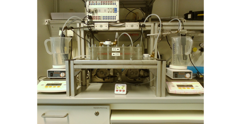 Versuchsanordnung mit einer Testzelle für Flachmembranen (Nanofiltration, Vorwärts- und Umkehrosmose)