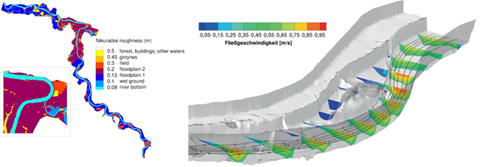 Local 3D and global 2D river modeling