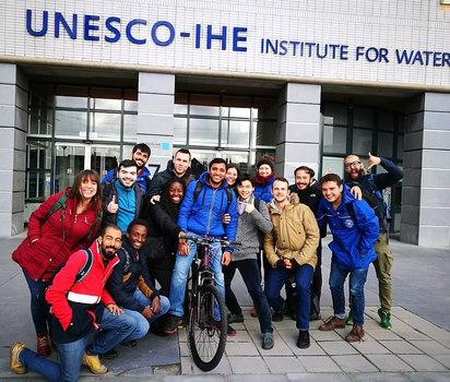 Group picture of GroundwatCh students at IHE Delft in the Netherlands