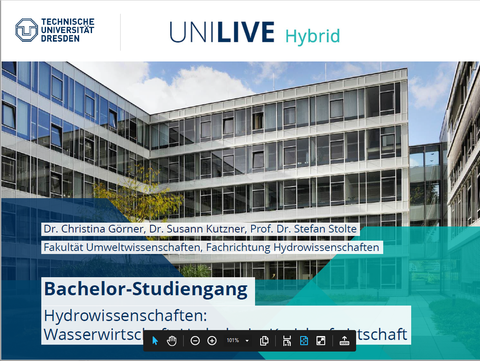 Startbild der Präsentation für uni-Live